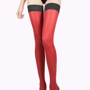 Red Tights Thigh High Stockings